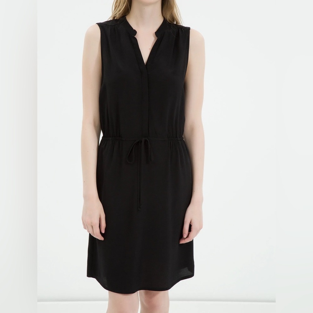RD Style | Anthropologie Black Sleeveless Drawstring Mini Dress